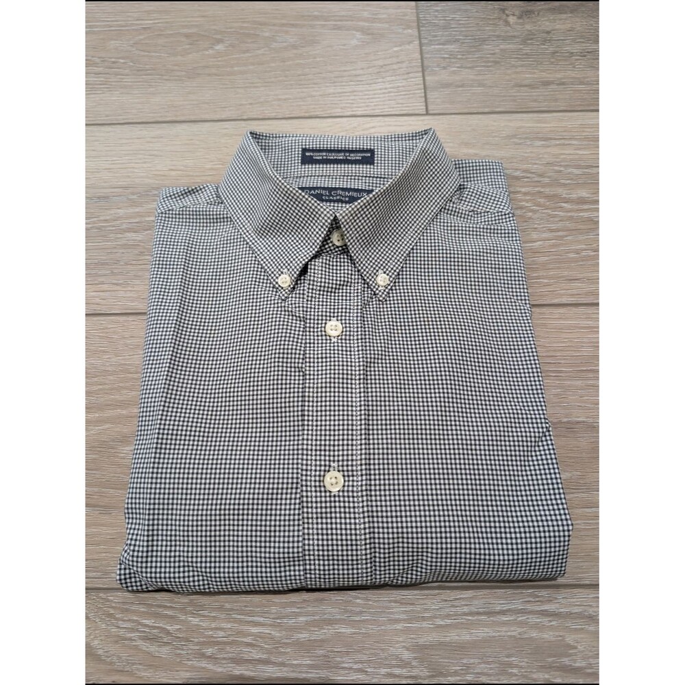 Daniel Cremieux Black and White Mini Check Button-Down Shirt Size Medium